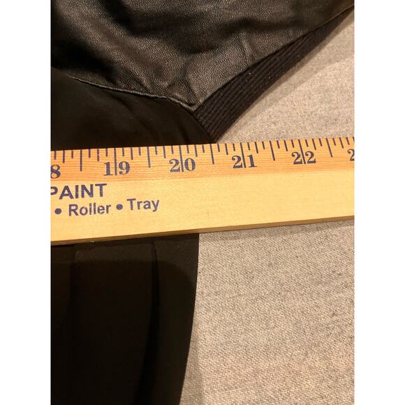 Muubaa Women's 10 Black Sheer Drape Leather Moto Mixed Media Jacket Cropped - Picture 11 of 12